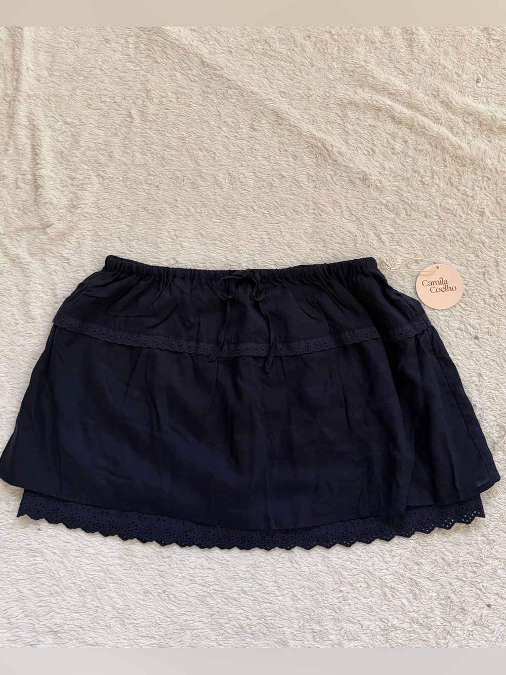 Camila Coehlo eyelet drawstring skirt NWT